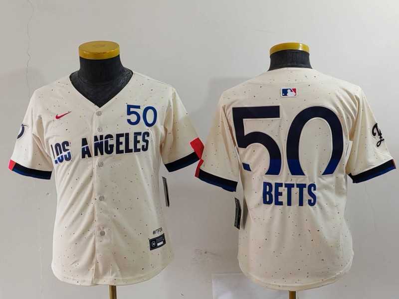 Youth Los Angeles Dodgers #50 Mookie Betts Cream 2024 City Connect Limited Jersey->mlb youth jerseys->MLB Jersey